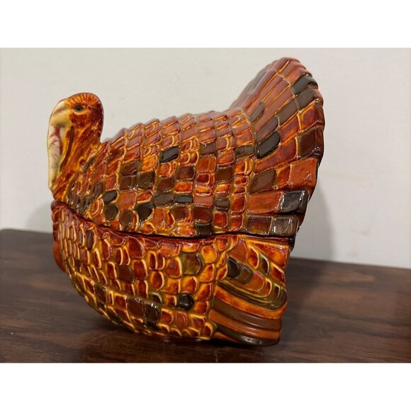 Vintage Ceramic Turkey Covered Dish, Thanksgiving Decor - Picture 2 of 11